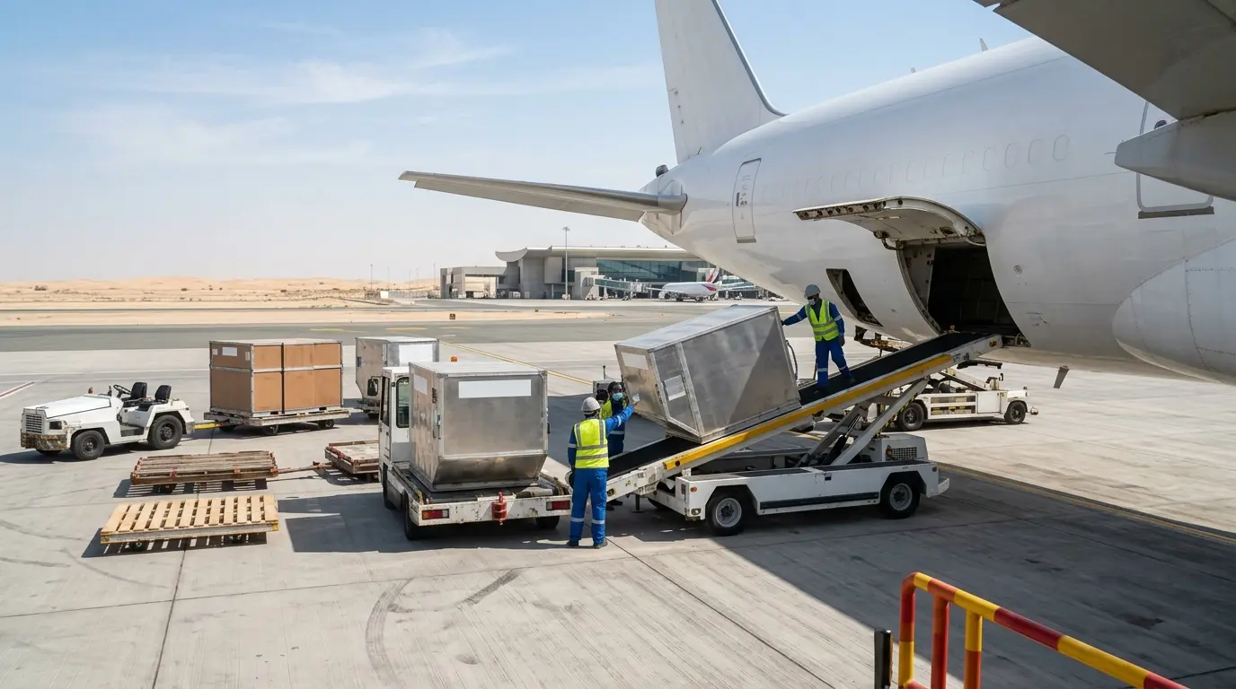 Aircraft cargo loading at Dubai South